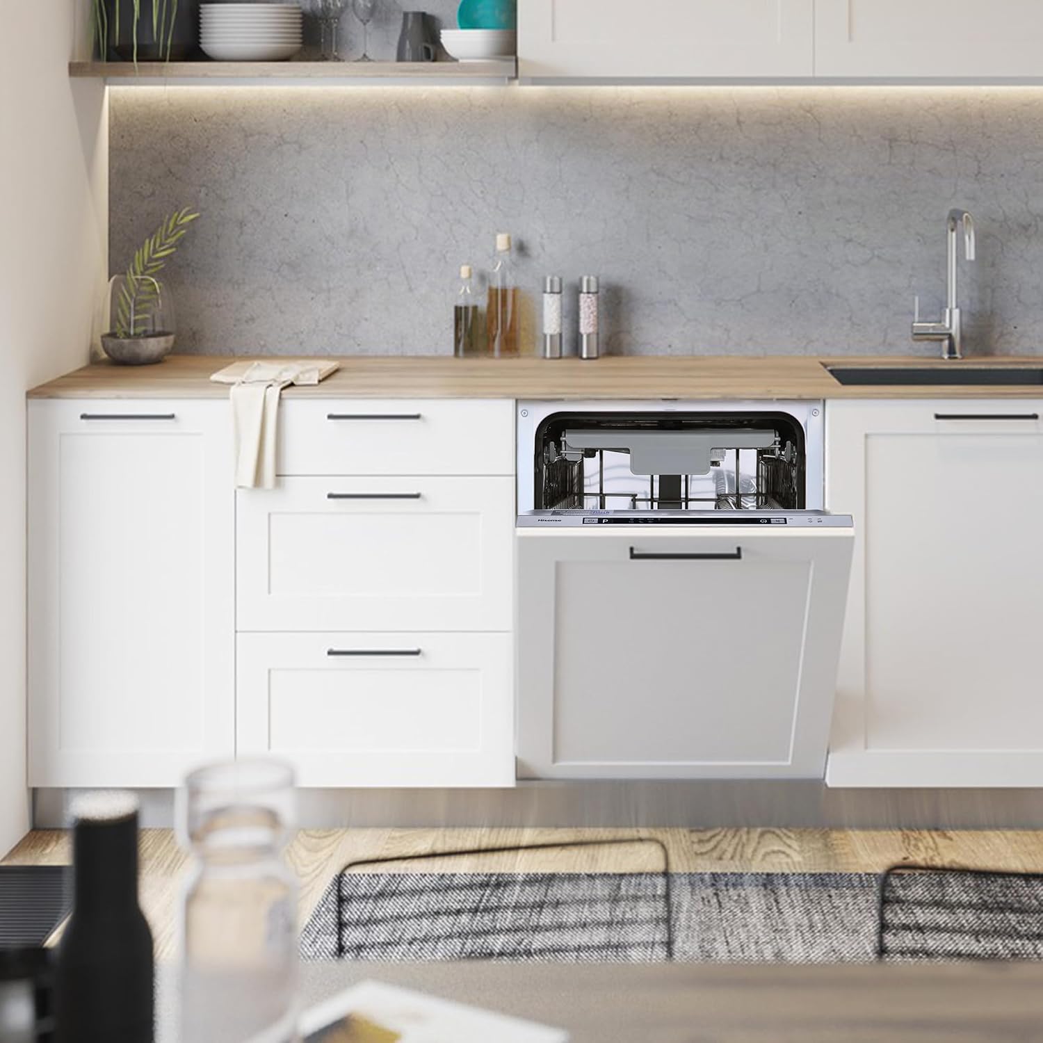 Built-In Dishwasher 10 Place Settings 7 Programs White 30 Min Quick Wash